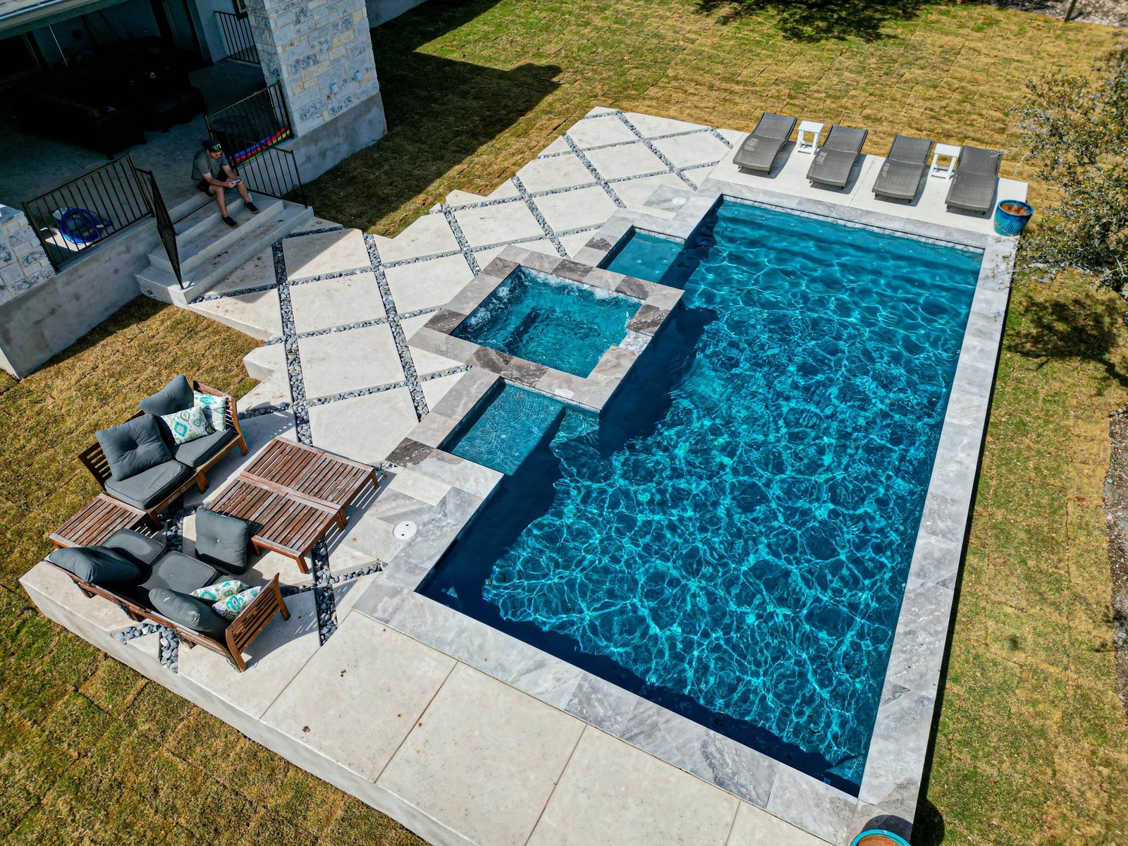 Luxury backyard pool setting